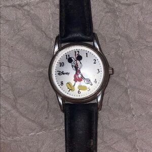 Disney Mickey Mouse Silver Watch with Black Strap